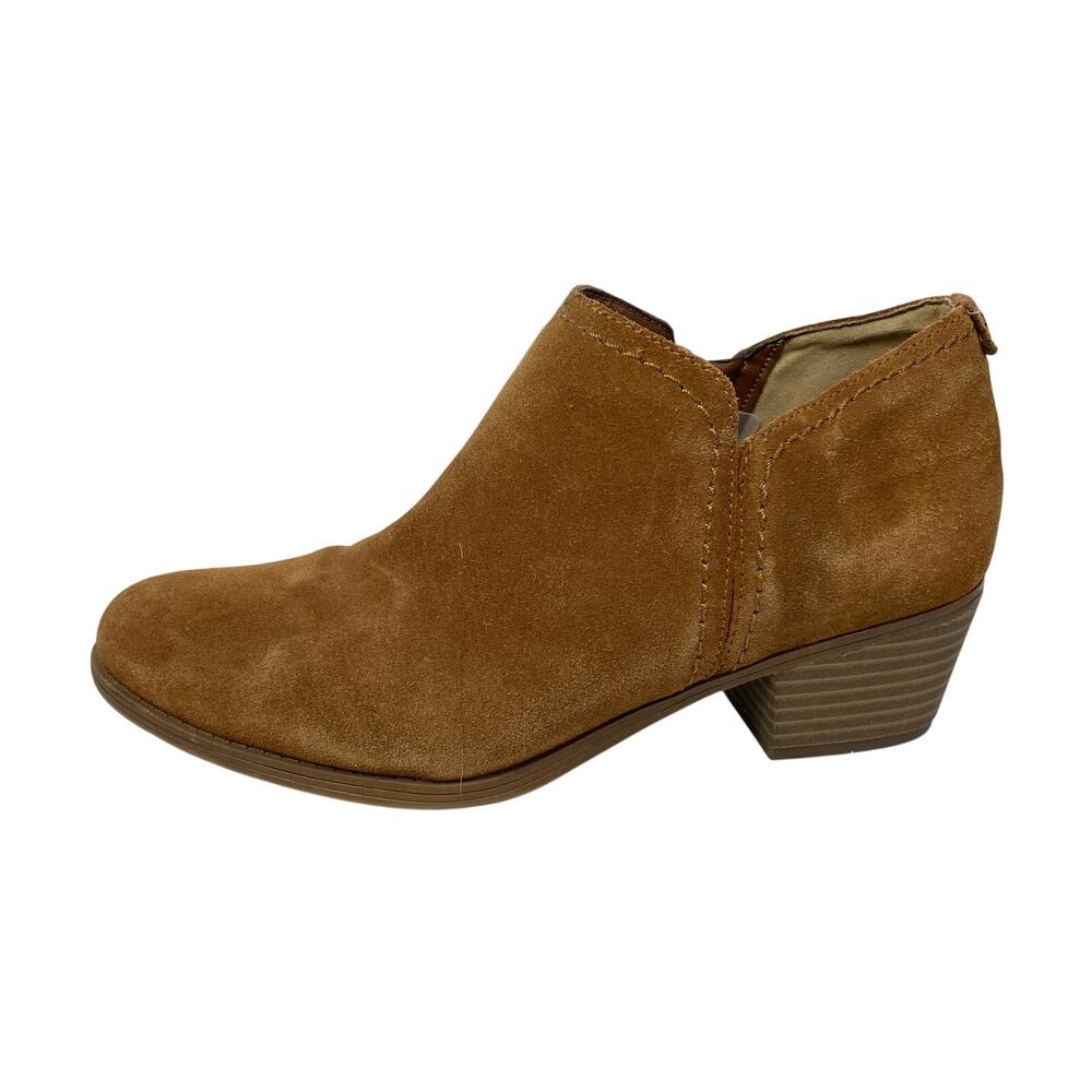 Naturalizer Zarie Women's Brown Suede Almond Toe Block Heels Ankle Boots Sz 8.5